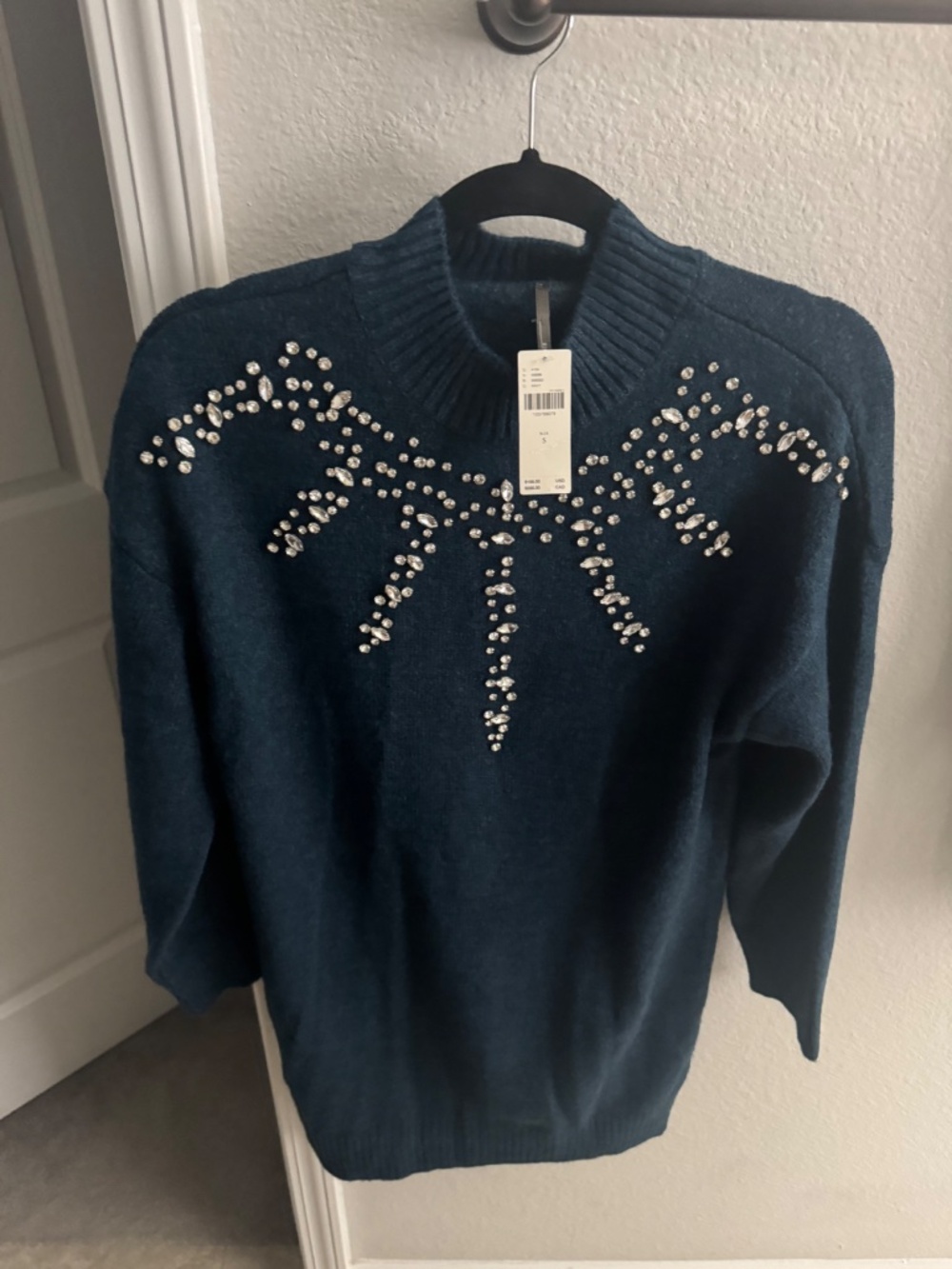 Anthropologie Long sleeve embellished sweater mini dress small NWT - Picture 4 of 6